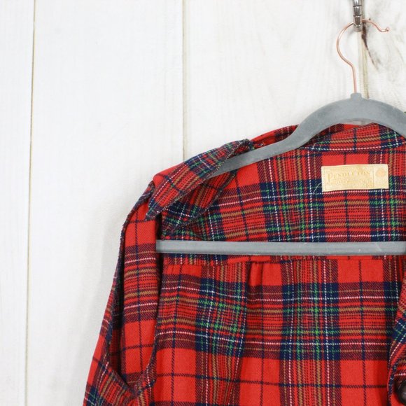 PENDLETON Plaid Woven Wool Button Shirt Size 14 - Picture 10 of 10